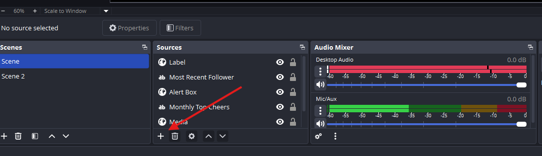 Adding source in OBS